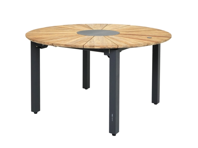 Zebra Catax Ausziehtisch graphit aus recyceltem Teak 135x135-185cm