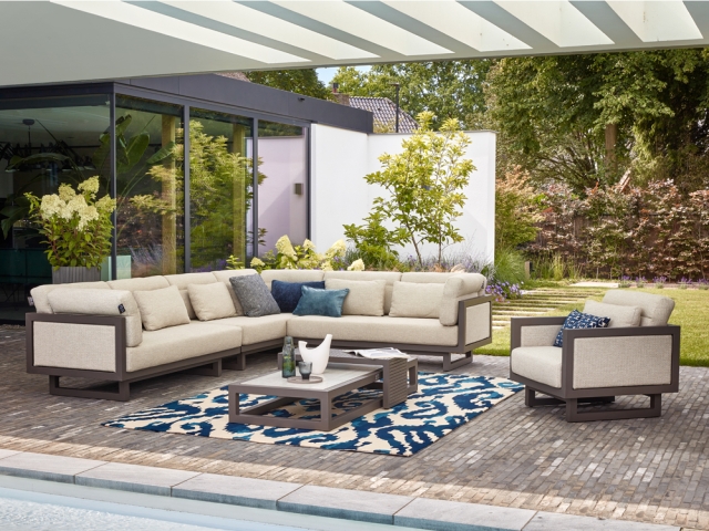 Apple Bee Santorini Loungesessel gepolstert Alu taupe