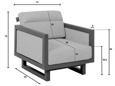 Apple Bee Santorini Loungesessel Rope Alu taupe