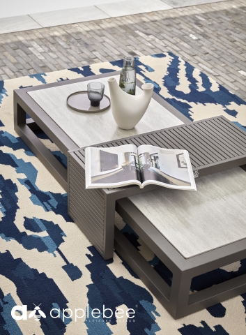 Apple Bee Santorini Loungetisch 155x65cm Alu taupe