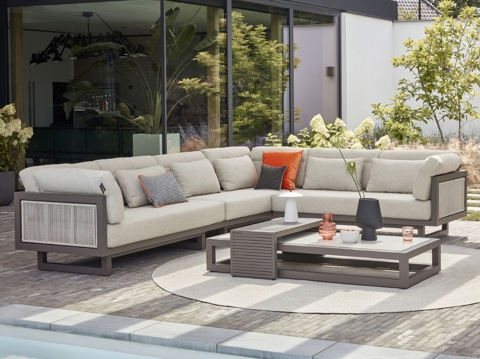 Apple Bee Santorini Loungetisch 155x65cm Alu taupe