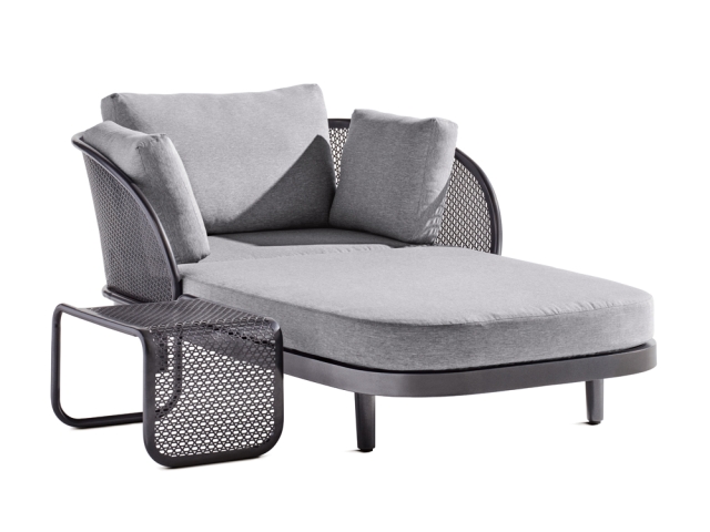 Sieger Samoa Set eisengrau-hellgrau mit Beistelltisch eisengrau