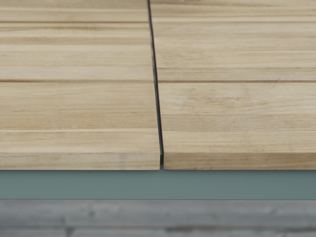 Brafab Nox Tisch Teak 238x90cm, Gestell Aluminium Dusty green