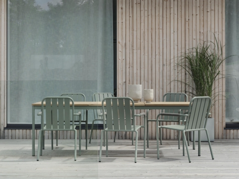 Brafab Innes Diningstuhl, Aluminium Dusty green, stapelbar