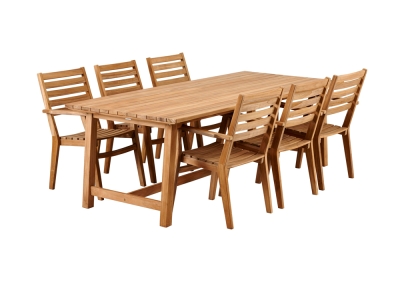 Brafab Keros Sitzgruppe-2 aus 6 Stapelsesseln und 1 Tisch 230x100cm