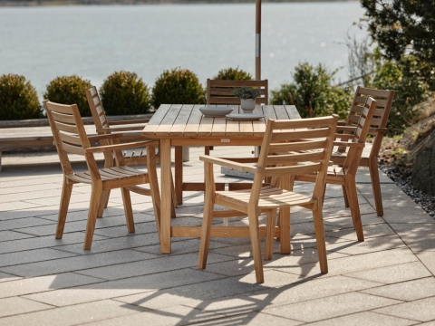 Brafab Keros Sitzgruppe-2 aus 6 Stapelsesseln und 1 Tisch 230x100cm