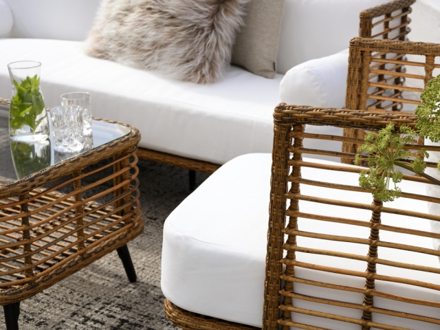 Brafab Covelo 3-Sitzer Sofa 188cm inkl. Kissen Kunstrattan-Geflecht