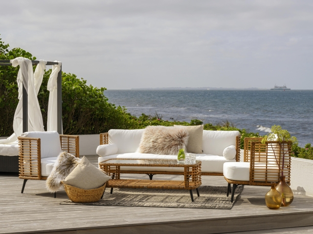 Brafab Covelo Loungetisch 122x61x45cm mit Glasplatte