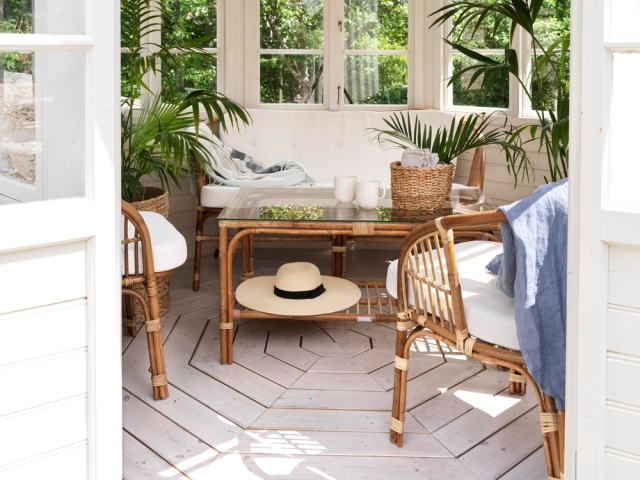 Brafab Astrakan 2-Sitzer Sofa 140cm aus Naturrattan inkl. Kissen