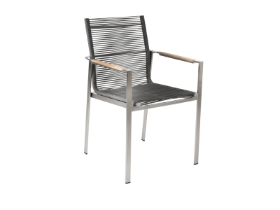 Brafab Gotland Diningsessel Rope grau, Gestell Edelstahl stapelbar
