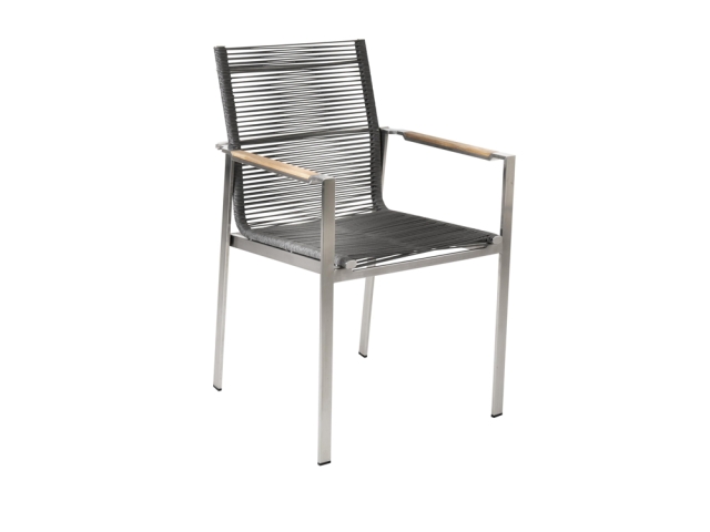 Brafab Gotland Diningsessel Rope grau, Gestell Edelstahl stapelbar
