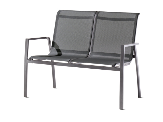 Sieger Malaga 2er-Bank Aluminium silbergrau 2-Armlehnen 115,5cm