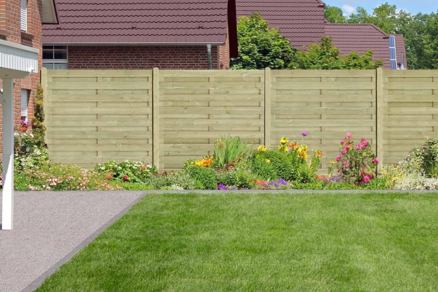 Bohlenzaun Anjo gerade Kiefer kdi gr�n 180x180cm s�gerauh