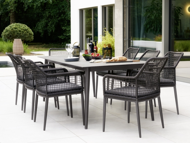 Sieger Malta Dining-Set 8xSessel Malta, 1x Tisch Polytec 220x100cm