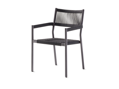 Sieger Rimini Stapelsessel Grau-Anthrazit, aus Aluminum und Rope-Bespannung