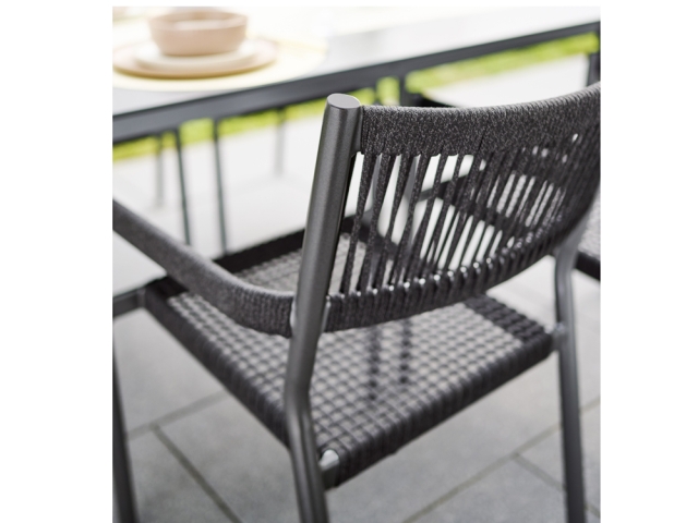 Sieger Rimini Stapelsessel Grau-Anthrazit, aus Aluminum und Rope-Bespannung