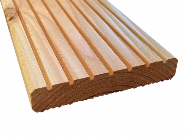 Terrassendiele europ. L�rche 27x142mm grob-fein profiliert