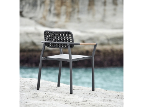 Zebra Yobex Stapelsessel, Rope truffle, Aluminium graphit