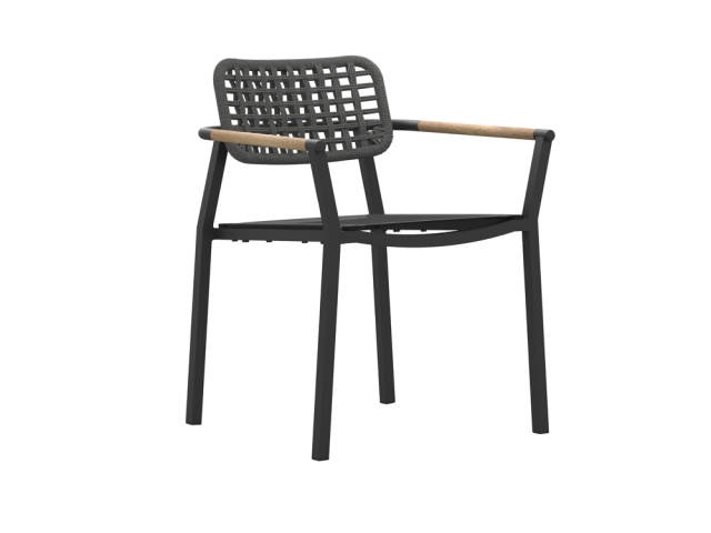 Zebra Yobex Stapelsessel, Rope truffle, Aluminium graphit