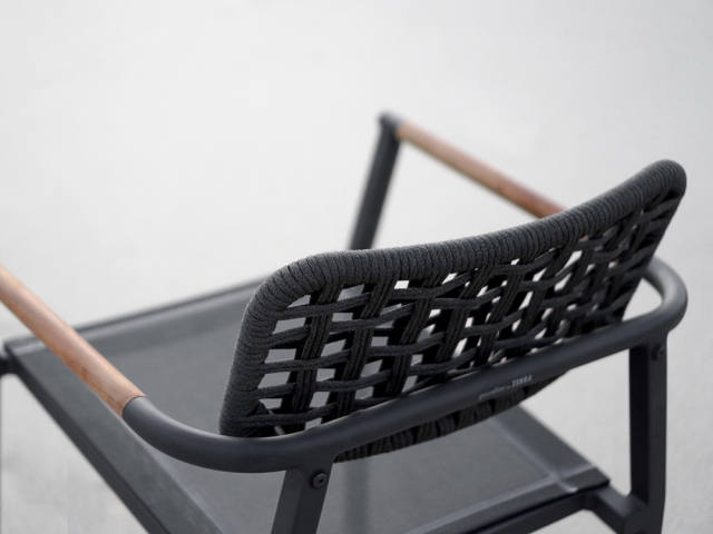 Zebra Yobex Stapelsessel, Rope truffle, Aluminium graphit
