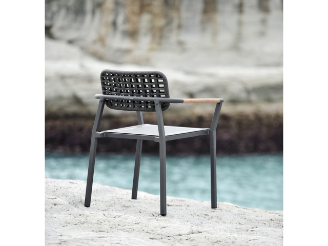 Zebra Yobex Stapelsessel, Rope truffle, Aluminium graphit