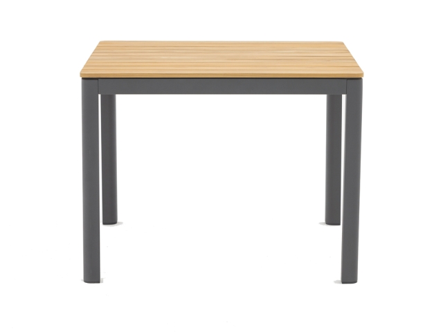 Zebra Bee Tisch Aluminium graphit 90x90cm mit Teak-Tischplatte