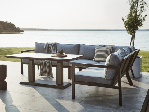 Brafab Heis Loungetisch Aluminium schwarz, 150x79cm, h�henverstellbar 48-68cm