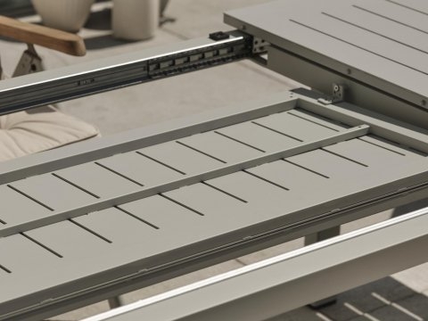 Brafab Lomma Ausziehtisch Aluminium hellgrau 194-312x100cm