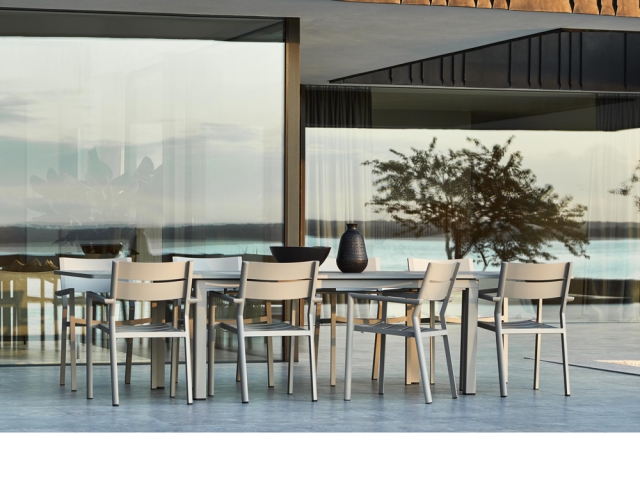 Brafab Lomma-Delia Dining-Set Aluminium khaki, 9-teilig