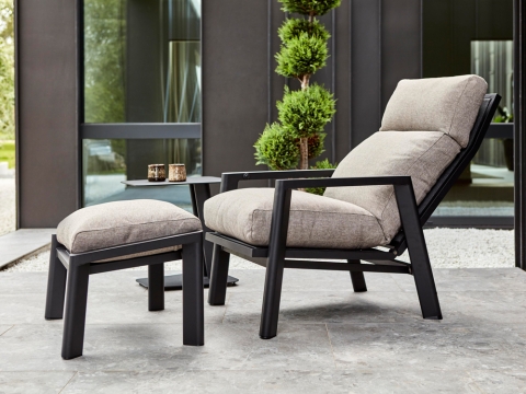 Brafab Slide Lounge-Set 1,Aluminim schwarz, Ash inkl. Kissen