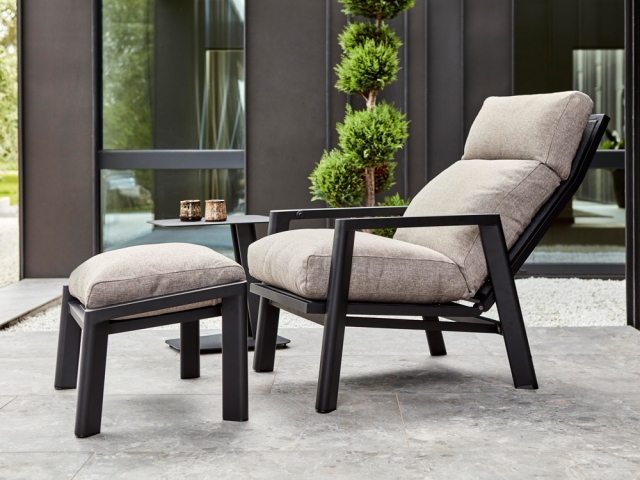 Brafab Slide Lounge-Set 1,Aluminim schwarz, Ash inkl. Kissen