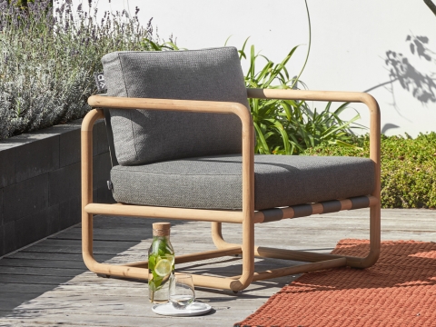 Apple Bee Dolce Lounge Sessel Teakholz Grau