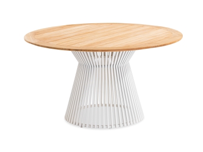 Niehoff Acore Gartentisch Ivory rund 140cm, Gestell Aluminium, Tischplatte Teak