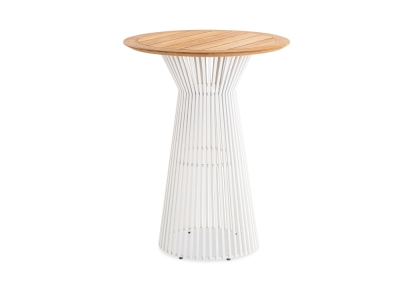 Niehoff Acore Stehtisch Aluminium Ivory rund 80cm, Tischplatte Teakholz natur