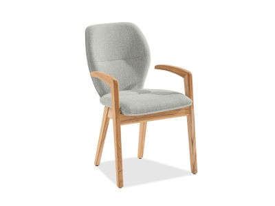 Niehoff Lugano Polsterstuhl Alpine grau, Gestell Teak natur