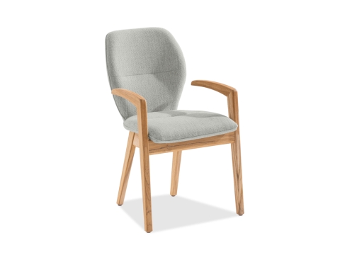 Niehoff Lugano Polsterstuhl Alpine grau, Gestell Teak natur