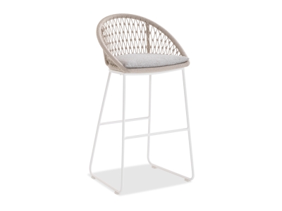 Niehoff Roveda Barstuhl, Gestell ivory, Sitzschale Kordelflechtung, inkl. Sitzkissen