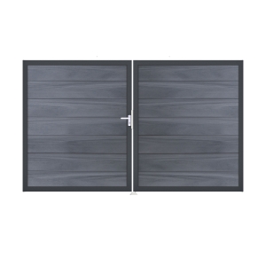 GrojaSolid Grande BPC Steckzaun Doppeltor DIN Rechts Sonderbreite H:180cm steingrau DB 703 GrojaSolid Grande BPC Steckzaun Doppeltor DIN Rechts Sonderbreite H:180cm steingrau DB 703