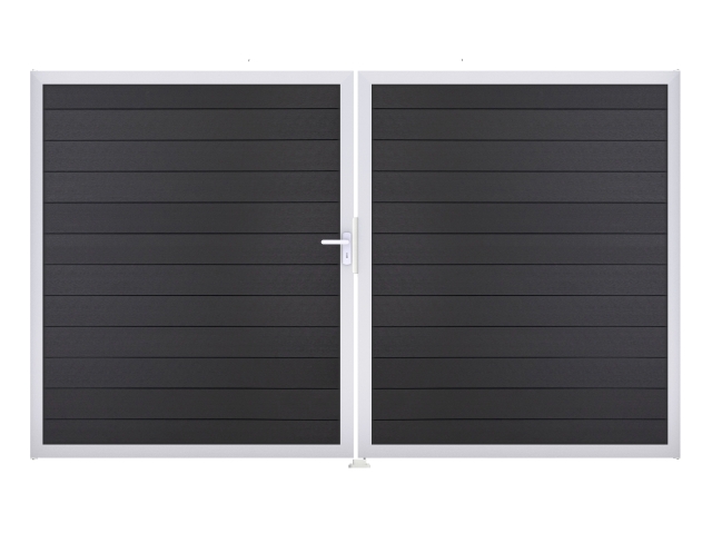 GrojaSolid BPC Steckzaun Doppeltor DIN Rechts Sonderbreite H:180cm anthrazitgrau EV1