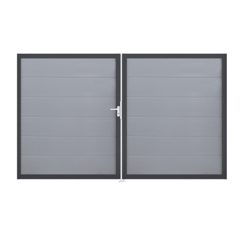 Groja BasicLine Steckzaun Doppeltor DIN Rechts Sonderbreite H:180cm silbergrau DB703