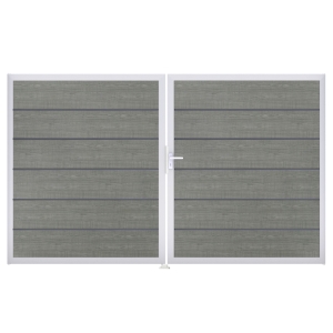 Groja BasicLine Steckzaun Premium Doppeltor DIN Links Sonderbreite H:180cm Grey Ash Cut EV1 Groja BasicLine Steckzaun Premium Doppeltor DIN Links Sonderbreite H:180cm Grey Ash Cut EV1
