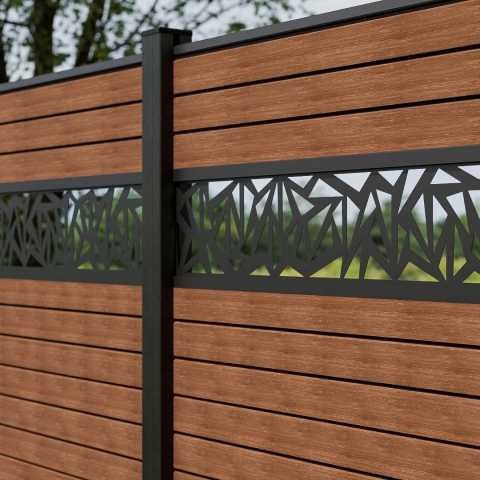 GrojaSolid Rhombus Steckzaun-Set Teak co-extrudiert 180x180cm