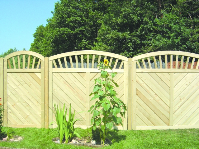 Massivzaun Venetien 180x180-160cm Rundbogen mit Sprossen aus Fichte kdi gr�n