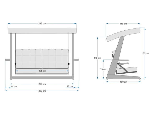Pemode Hollywoodschaukel Viva 2400 Beige