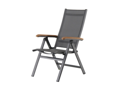 MWH Reno Positionssessel Eisengrau mit Teak Armlehnen