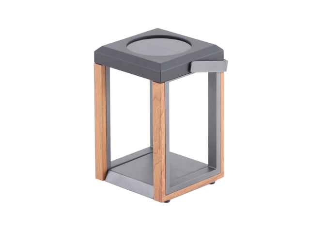 MWH Lanterno Solarlampe Holzoptik Braun