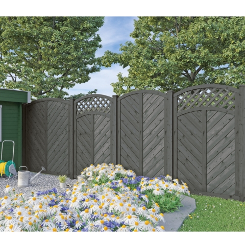 Sichtschutzzaun Lyon Fichte farbbehandelt Granit 120-180-165cm