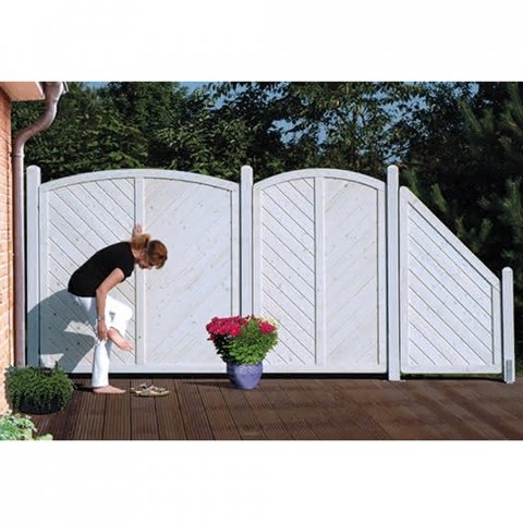 Sichtschutzzaun Lyon Fichte farbbehandelt Grauwei� 90-165-80cm