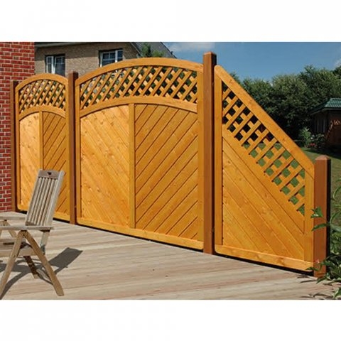 Sichtschutzzaun Lyon Fichte farbbehandelt Pinie 120-180-165cm mit Rankgitter