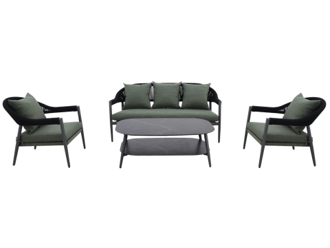 MWH Camarillo 4-tlg. Lounge-Set Gr�n inkl. Polster